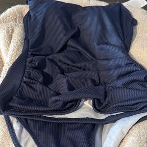 Ribbed Navy 2 piece Swimsuit